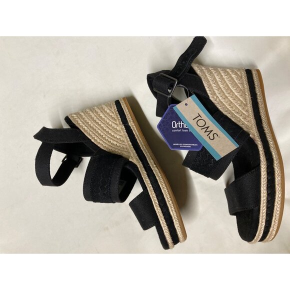 Toms Madelyn Braided Wedge Sandal for Women - Black, Size 6, New with Tag - Picture 5 of 8